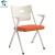 塑胶护腰培训椅便携折叠一体培训椅白色车行接待椅多功能会议椅子 带扶手轮白胶橙色座