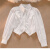 元乐申春秋季复古设计感小众尖领衬衫女白色收腰泡泡袖长袖常规款上衣 白色 S 适合85-99斤