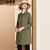 欧黎蔓卡其色风衣女中长款秋季新款单排扣娃娃领小个子薄外套 豆绿色 175/96A/XL