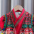 檀秀儿童套装男童夏季民族风女童幼儿园活动演出服短袖苗疆两件套 红色 130码