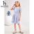 哈吉斯（HAZZYS）官方童装女童裙子24夏新品中大童学院翻领彩条连衣裙 彩条 105cm(105cm)