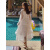 露雅茉沙滩裙海边旅游度假法式连衣裙小众夏季长袖气质仙女荷叶边长裙 白色 M