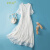 ETLK真丝连衣裙2024夏季新款仙气度假沙滩裙子高端桑蚕丝拼接蕾丝长裙 白色 S