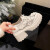 戴丽格23夏新款米白色网纱系带乐福鞋女时尚松糕底花朵透气单鞋 粉色 34