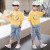 贝孩趣儿童装男童夏装套装中大童男孩运动洋气10岁T恤衣服牛仔裤两件套 蓝色 130码(建议身高115-125厘米)