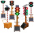 移动红绿灯驾校公路临时警示手推升降led太阳能交通信号灯 300型四面八灯100W圆+ 红绿灯
