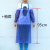 PVC围裙 防水放油透明围裙加厚厨房食堂水产工厂女简约加长耐围腰 蓝色中号围裙加袖套一套