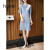 绘觅（HUIMI）香港潮牌蕾丝连衣裙夏装新款2024小个子宽松显瘦轻奢减龄直筒裙子 蓝灰色 3XL