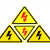 电力闪电标警示牌当心触电三角设备安全有电危险PVC防水不干胶贴 厚度0.35mm无字黑色闪电 3x3cm