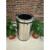 PULIJIE 不锈钢垃圾桶翻盖直投商用公共圆桶收纳桶 翻盖垃圾桶(25x40) 无内胆