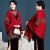 趣仕达披肩春秋红色婚宴旗袍披肩妈妈外搭喜婆婆洋气仿羊绒针织带袖斗篷 红色 均码 85-185斤左右