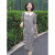 成京欧尼带领的连衣裙夏季直筒裙条纹印花气质棉2024年新款宽松时尚休闲短 黑白条纹 M