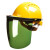电焊面罩安全帽式防护面罩面屏电焊面具防冲击防迸溅焊工面屏防油溅面屏 （绿色）面罩+三筋透气安全帽（黄色）