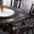 新中式实木大圆桌1.8米酒饭店餐桌椅组合带转盘10人圆形桌子 深红色