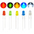 m5mm红绿黄LED发光二极管F3 F5实验灯珠灯泡直插蓝白色件包 白发绿10个 M 圆头