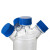 螺口三口/四口流动相液瓶 螺口储液瓶色谱溶剂瓶蓝盖丝试剂瓶HPLC 2000ML 三口 含无孔蓝盖