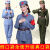 红军演出服成人红男女同款抗战八路服装舞蹈装表演工作服 棉麻八路蓝灰色 M 160