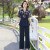 GONGZICHAOYI 2022新款妈妈装套装女年轻夏装短袖上衣洋气减龄遮肚时尚休闲服套装 藏蓝色套装 4XL（建议130-142斤）