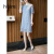 绘觅（HUIMI）香港潮牌蕾丝连衣裙夏装新款2024小个子宽松显瘦轻奢减龄直筒裙子 蓝灰色 3XL