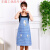 厨房围裙韩版时尚卡通可爱围腰防油污工作广告 logo定制印字 玫红色