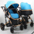 迈多米高景观双胞胎婴儿推车双向可坐躺可拆分轻便折叠避震儿童手推车 蓝色-半铝款-EVA轮