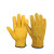劳保佳 牛皮手套 牛皮电焊园艺工作手套 防刺浸胶耐磨种植插花 黄色 XL码