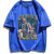 NBA勇士斯蒂芬库里印花美式街头篮球衣复古潮流纯棉帅气短袖T恤男 库里CURRY-宝蓝色 XL