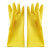 厚创 牛筋乳胶手套胶皮手套工厂家庭专用防油防水橡胶手套牛津胶皮 黄色 S