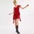蔻驰（COACH）女士短裙 新款时尚性感风纯色女裙迷你蕾丝荷叶边连衣裙 红色 02
