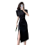 纤淑琦青少女2024新款新中式国风高感旗袍修身显瘦黑色长款包臀连衣裙88 黑色 S