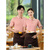 高端餐饮工作服定制印LOGO夏季餐厅饭店服务员工服定做冰丝POLO衫 纯色款豆绿 S