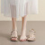鞋柜达芙妮集团旗下凉鞋女款夏季2024年新款式外穿平底一字带罗马凉鞋 米白色 37