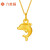 六桂福珠宝 海豚黄金吊坠女3D硬足金坠子项链挂坠母亲节礼物 配银链 0.95g