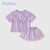JELLYBABYjellybaby儿童衣服夏2024新款小女孩洋气两件套夏装6女童夏季套装 紫色 100cm