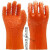 手套劳保加绒耐磨防刺防水防滑防油耐酸碱工业全浸塑专用杀鱼手套 橘色颗粒止滑（5双）