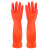 东方红 洗碗手套女防水橡胶加厚防滑厨房耐用型洗衣刷碗家务45CM  5双/件 橙色 L