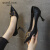 奢驰路易（SECHILOUIS）女鞋新款2024新款秋季细跟设计感气质名媛高跟鞋女低跟妈妈鞋黑色 黑色 7.5CM 31
