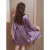 森引冰丝睡衣女家居服浴袍性感吊带夏季2024新款蕾丝感轻奢睡裙套装 紫色 160(M)