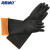 海斯迪克 HKQS-172 耐酸碱乳胶手套黑色 工业橡胶耐用耐油防水防滑作业用手套 劳保清洁手套 35cm长(10双)