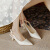 双鱼兔尖头后空细跟白色高跟鞋女2024春夏季韩版新款一字带法式包头凉鞋 米白色5.5cm 34