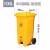 富都华创 垃圾桶黄色100L大号脚踏式带轮塑料脚踩分类厨房带盖垃圾箱户外清洁 FDHC-LJT-05