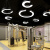LED吊灯圆形六边形Y形人字形造型灯洗车店网吧商超舞蹈使用 中空圆形60W-直径80cm