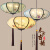 蓝彩和新中式吊灯中国风创意手绘画布艺灯笼餐厅酒店会所仿古典艺术灯具 直径40cm鸟语花香