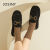 卓诗尼靴子2023新款棉鞋冬季加绒奶奶鞋时尚平跟雪地靴保暖时装靴 黑色 35