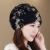 女士化疗后戴的薄款帽子光头帽子夏季透气包头开颅蕾丝月子帽薄款 双色绣线黑色 均码(54-60cm有弹性)