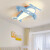 欧普灯儿童房间灯创意个性飞机现代简约个性隐形电扇一体led灯具 白色 A款65CM 无极+精灵控制