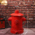 复古铁艺工业风创意个性收纳筒消防栓带盖脚踩金属垃圾桶客厅户外 小号红色