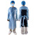 现货一次性CPE袍防护塑料围裙反穿拇指扣美发油防水工作服 20g（PP橡筋袖口） 蓝色