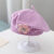 思泰熊女婴儿可爱花朵贝雷帽宝宝帽子秋冬季儿童毛线帽女童针织画家帽潮 小粉花贝雷帽-紫色 3-48个月