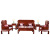 木中央红木硬木非洲酸枝学名可乐豆木中式沙发实木客厅家具套装 三人+双人+单人+大平几+角+高